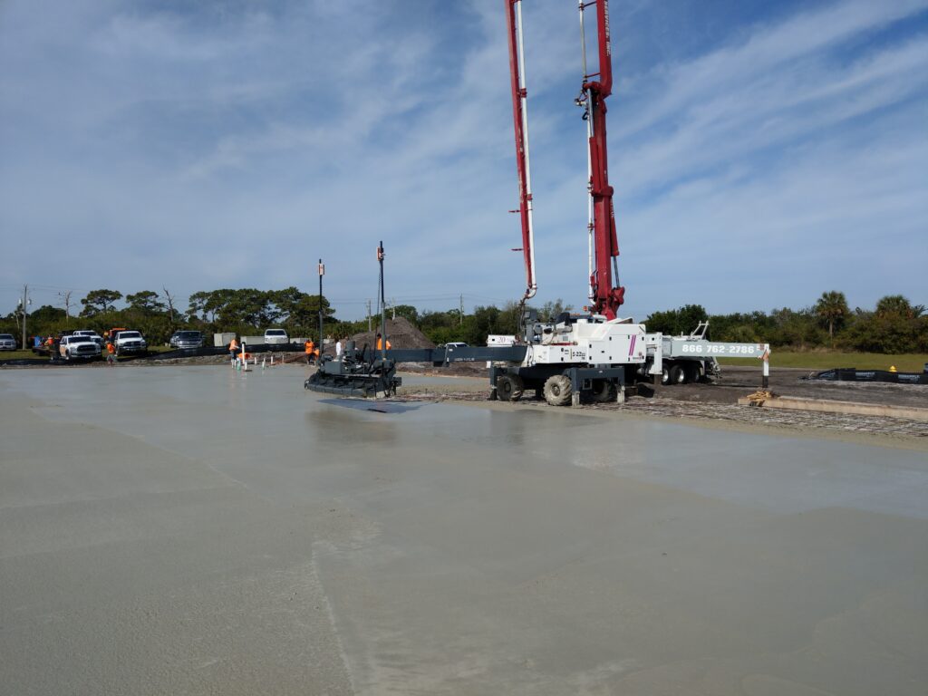 Pouring Concrete for Hangar Construction at MLB